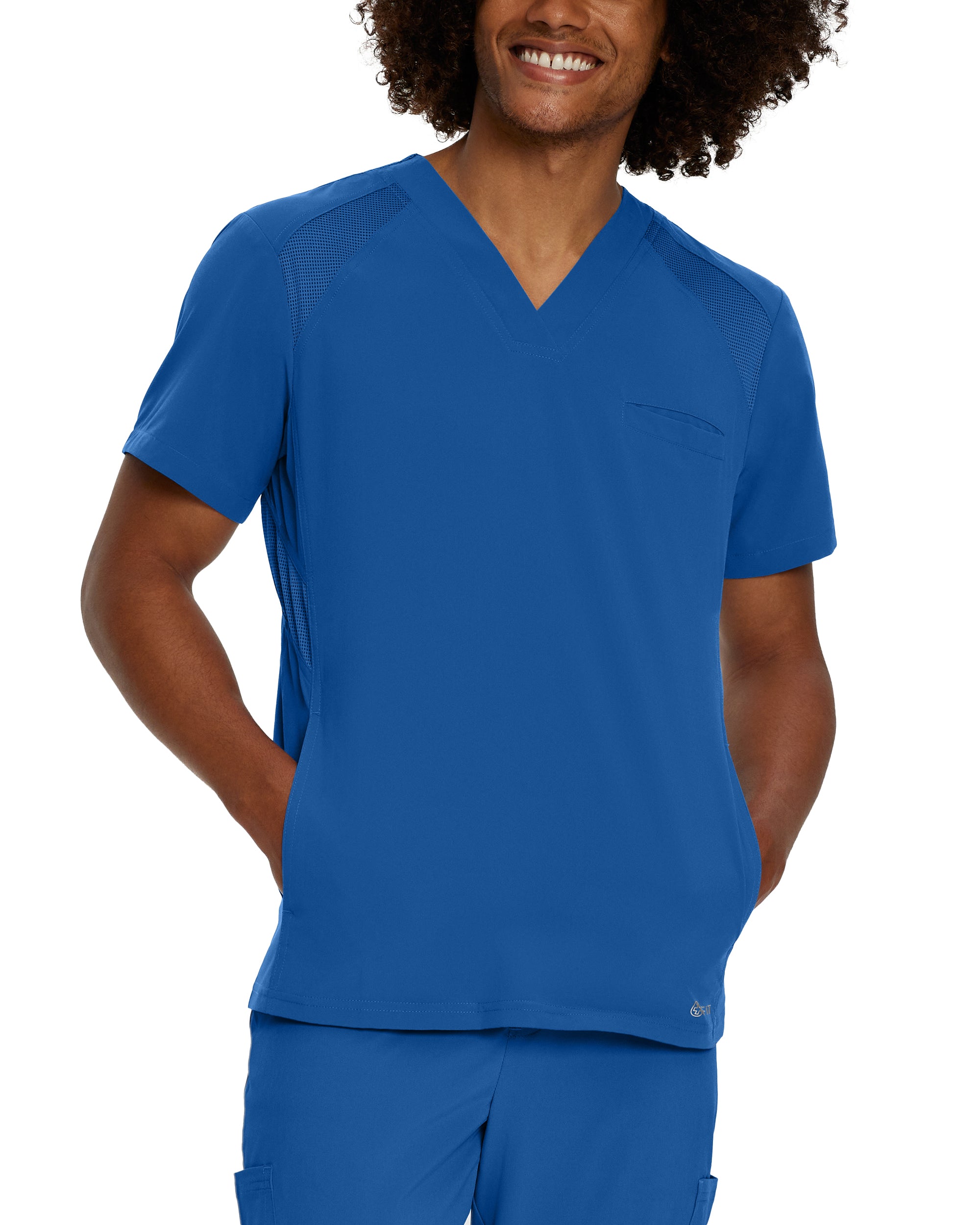 Royal - White Cross Fit Men's V-Neck Top