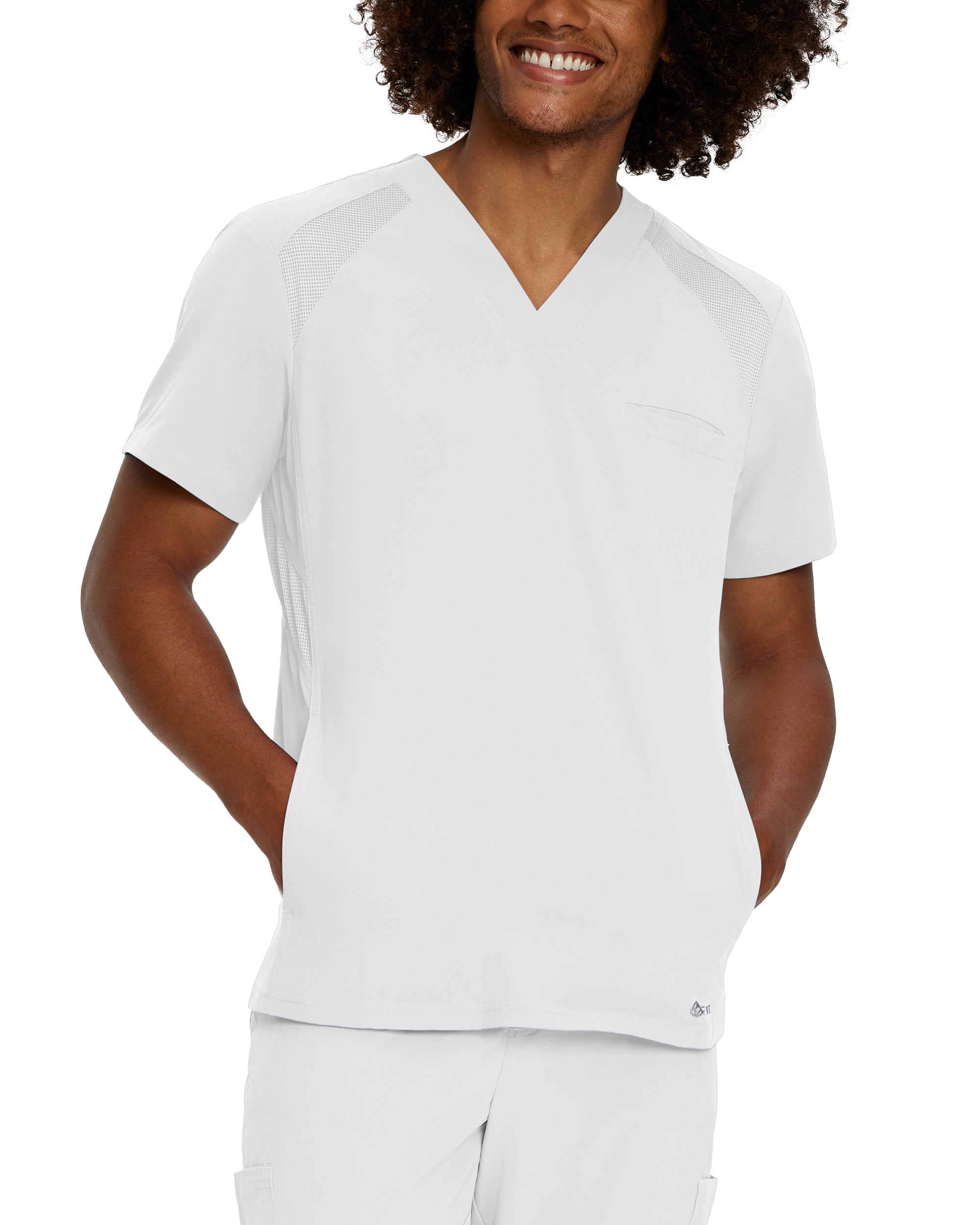 White - White Cross Fit Men's V-Neck Top