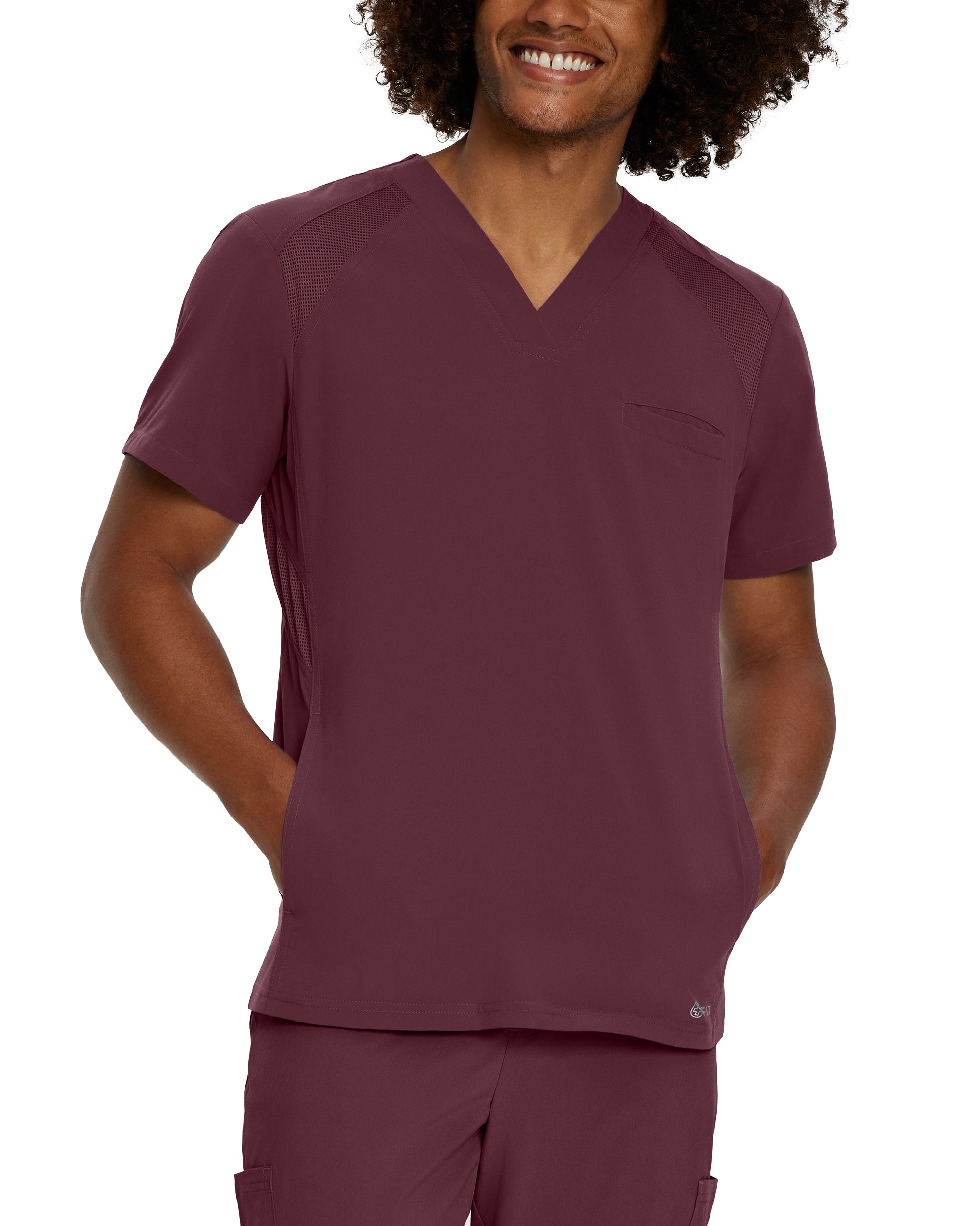 Wine - White Cross Fit Men's V-Neck Top