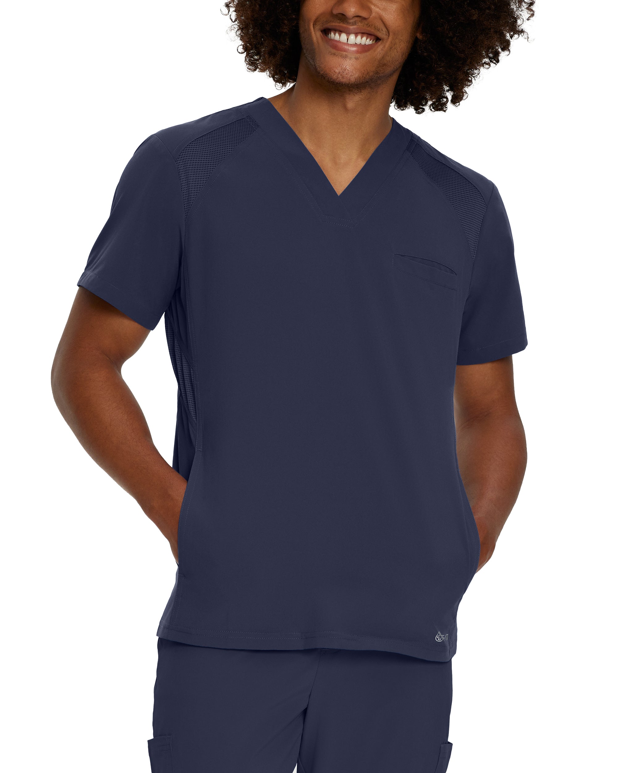 Navy - White Cross Fit Men's V-Neck Top