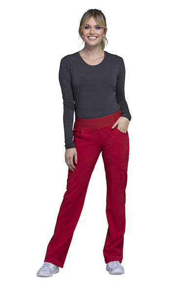 Red - Cherokee iFlex Mid Rise Pull On Pant