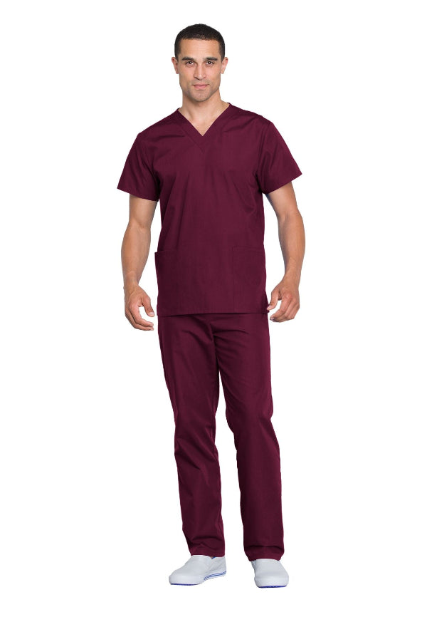 Wine - Cherokee Workwear Originals Unisex Top and Pant Set