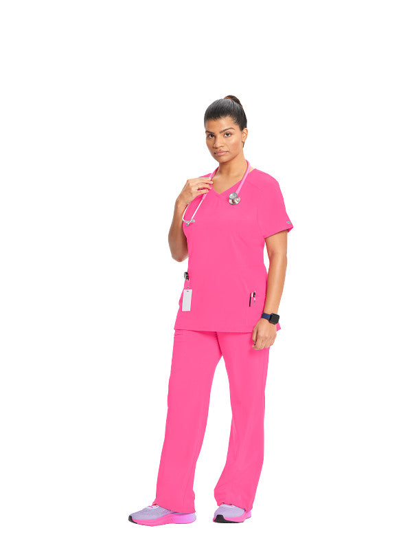 Carmine Pink - Cherokee Infinity Mock Wrap Top