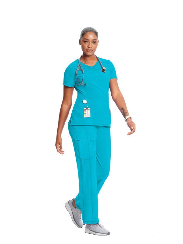 Turquoise - Cherokee Infinity Mock Wrap Top