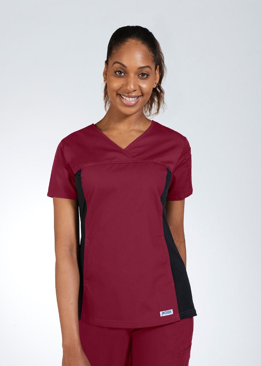 Burgundy - MOBB Flexi V-Neck Top