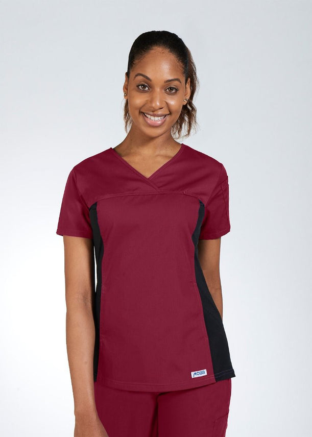 Burgundy - MOBB Flexi V-Neck Top