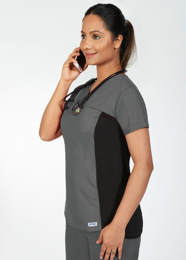 Charcoal - MOBB Flexi V-Neck Top