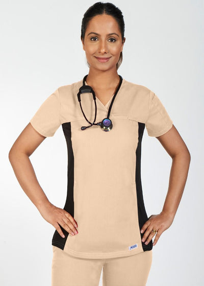 Khaki - MOBB Flexi V-Neck Top