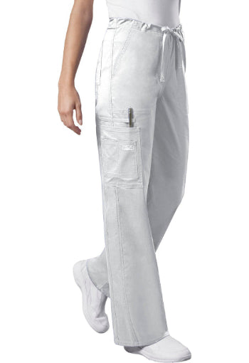 White - Cherokee Workwear Core Stretch Unisex Drawstring Cargo Pant