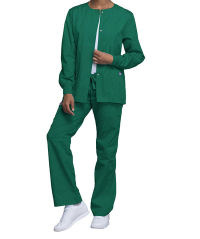 Hunter Green - Cherokee Workwear Originals Snap Front Warm Up Jacket