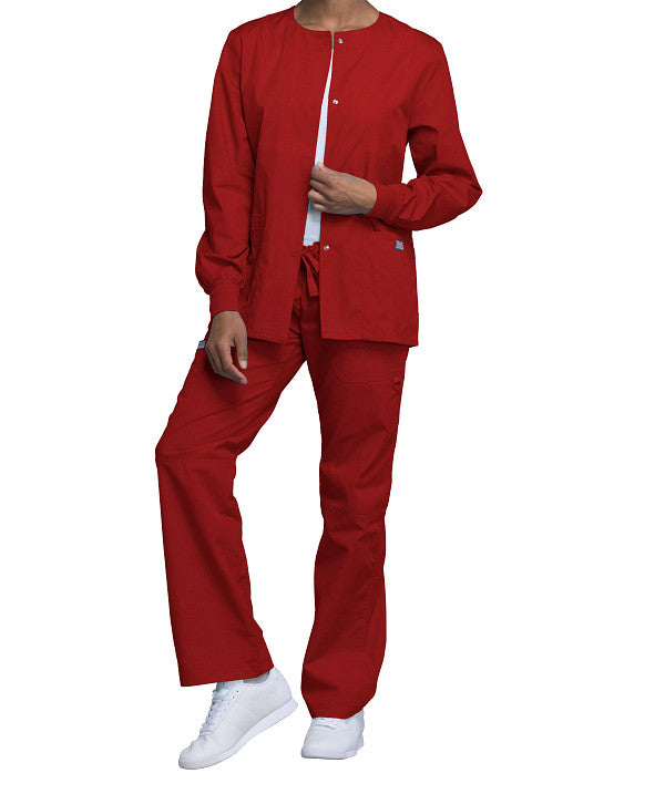 Red - Cherokee Workwear Originals Snap Front Warm Up Jacket