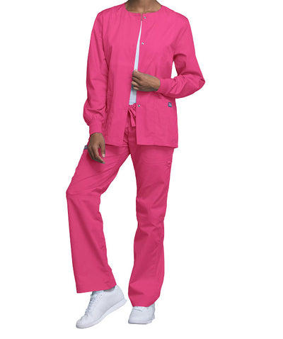 Shocking Pink - Cherokee Workwear Originals Snap Front Warm Up Jacket