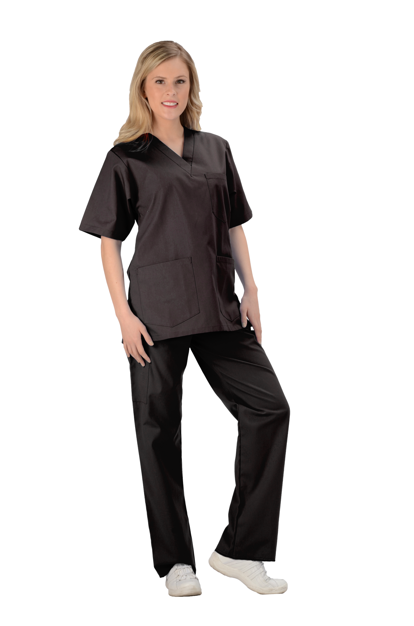 Black - Avida Core Unisex V-Neck Top (3 Pockets)