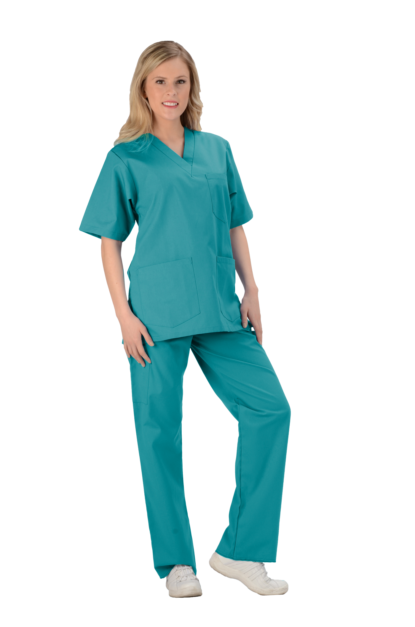 Teal - Avida Core Unisex V-Neck Top (3 Pockets)