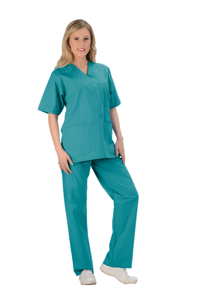 Teal - Avida Core Unisex V-Neck Top (3 Pockets)