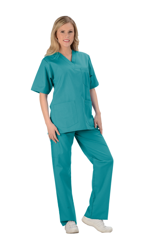 Teal - Avida Core Unisex V-Neck Top (3 Pockets)