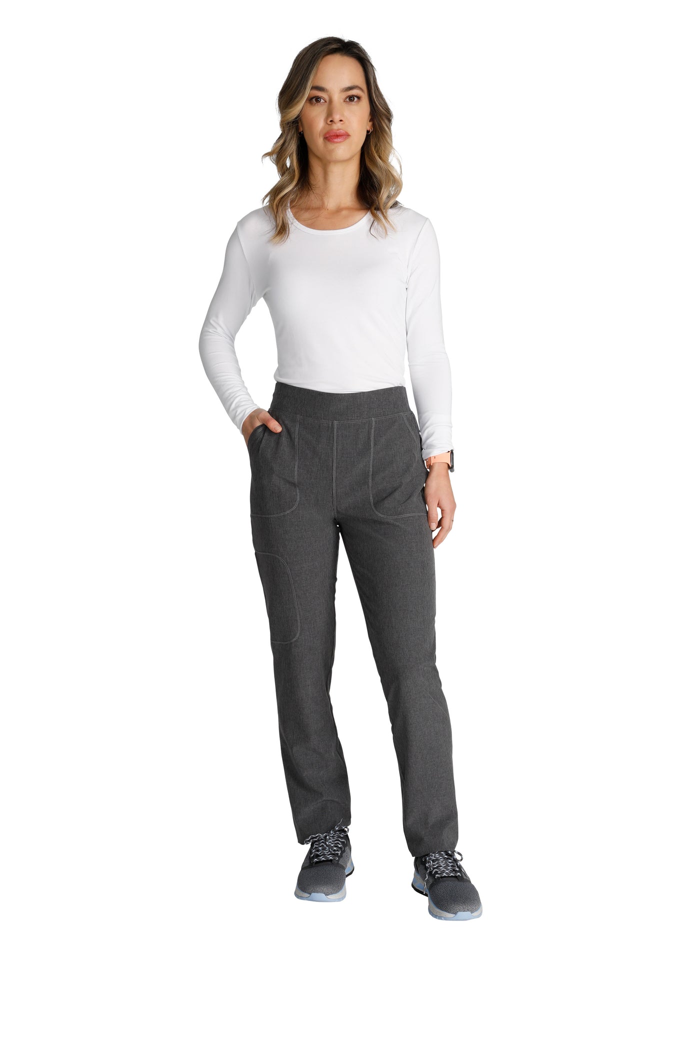 Heather Pewter - Cherokee Collection Mid Rise Pull On Cargo Pant