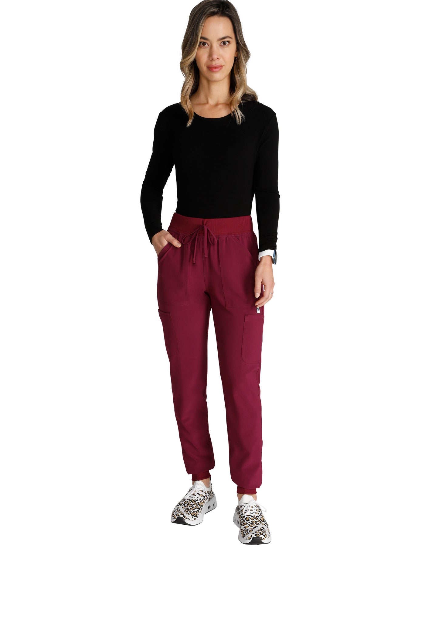 Wine - Cherokee Collection Natural Rise Jogger Pant