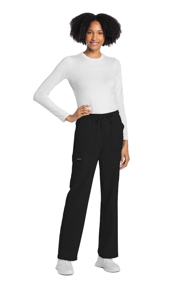 Black - Cherokee Workwear Originals Ultra Mid Rise Drawstring Cargo Pant