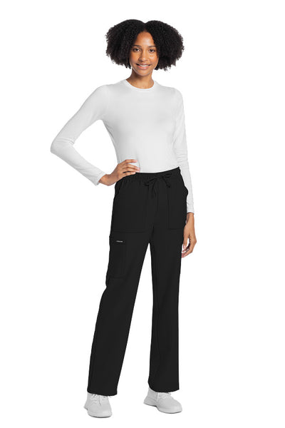 Black - Cherokee Workwear Originals Ultra Mid Rise Drawstring Cargo Pant