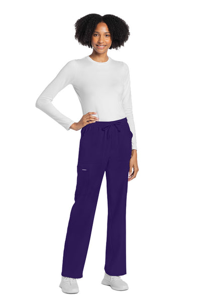 Grape - Cherokee Workwear Originals Ultra Mid Rise Drawstring Pant