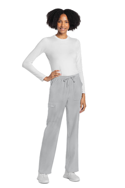 Grey - Cherokee Workwear Originals Ultra Mid Rise Drawstring Cargo Pant