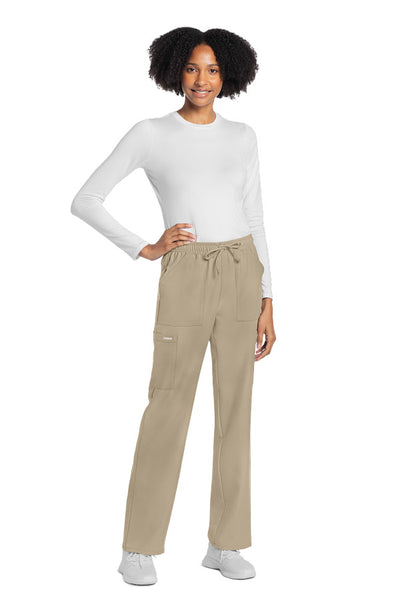 Khaki - Cherokee Workwear Originals Ultra Mid Rise Drawstring Pant