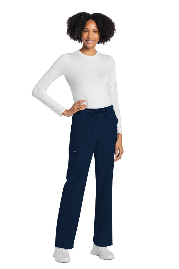 Navy - Cherokee Workwear Originals Ultra Mid Rise Drawstring Cargo Pant