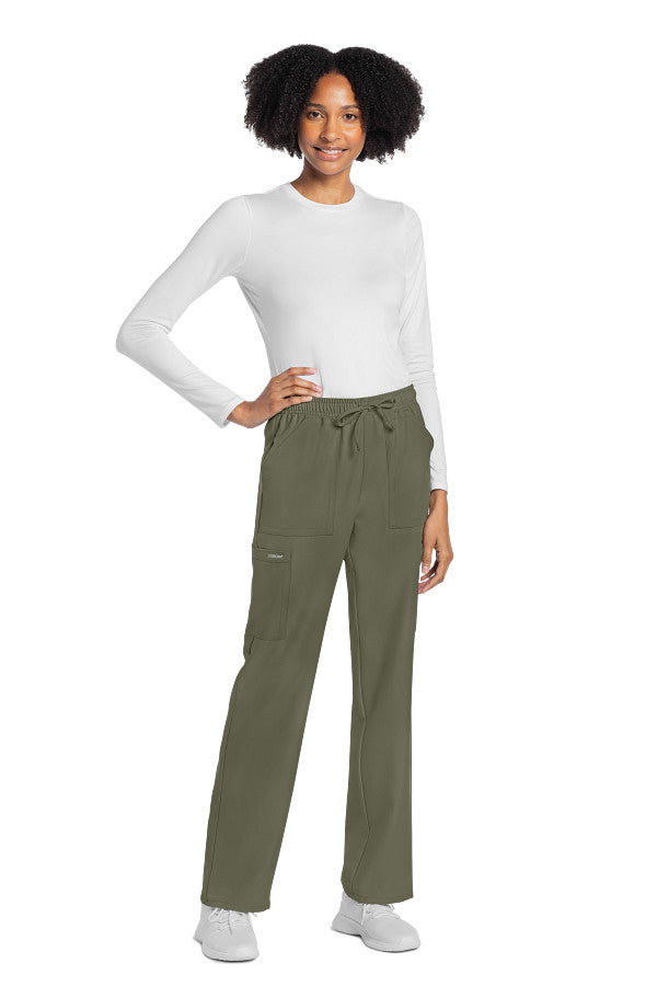 Olive - Cherokee Workwear Originals Ultra Mid Rise Drawstring Pant