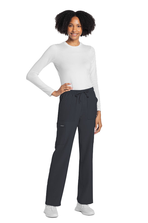 Pewter - Cherokee Workwear Originals Ultra Mid Rise Drawstring Cargo Pant
