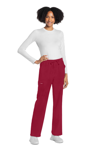 Red - Cherokee Workwear Originals Ultra Mid Rise Drawstring Pant