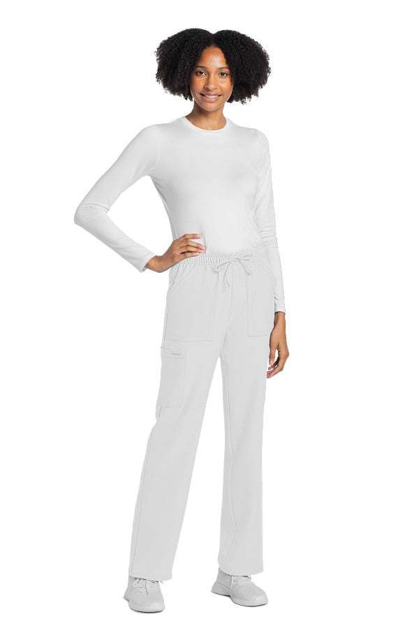 White - Cherokee Workwear Originals Ultra Mid Rise Drawstring Cargo Pant