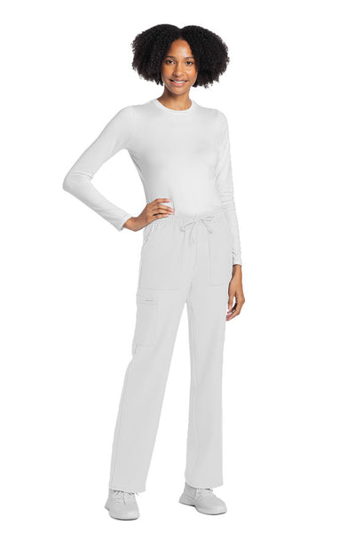 White - Cherokee Workwear Originals Ultra Mid Rise Drawstring Cargo Pant