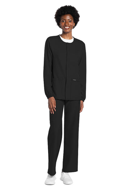Black - Cherokee Workwear Originals Ultra Snap Front Warm Up Jacket