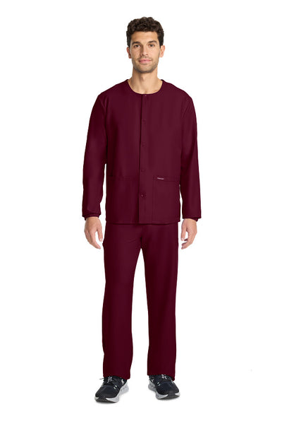 Wine - Cherokee Workwear Originals Ultra Snap Front Warm Up Jacket