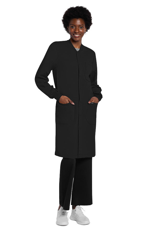 Black - Project Lab by Cherokee 40" Unisex Snap Front Lab Coat
