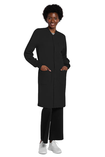 Black - Project Lab by Cherokee 40" Unisex Snap Front Lab Coat