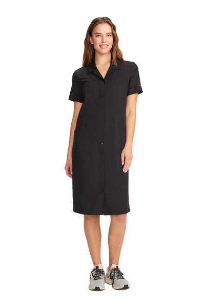 Black - Cherokee Workwear Originals Ultra Button Front Dress