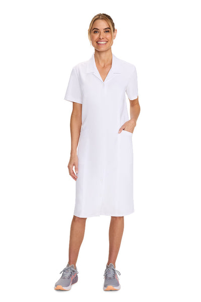 White - Cherokee Workwear Originals Ultra Button Front Dress