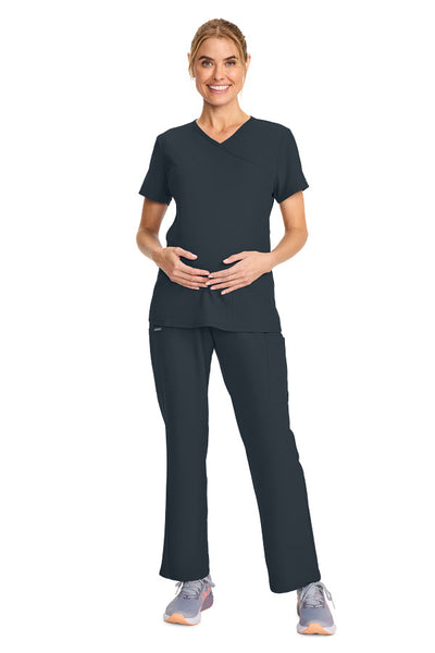 Pewter - Cherokee Workwear Originals Ultra Maternity V-Neck Top