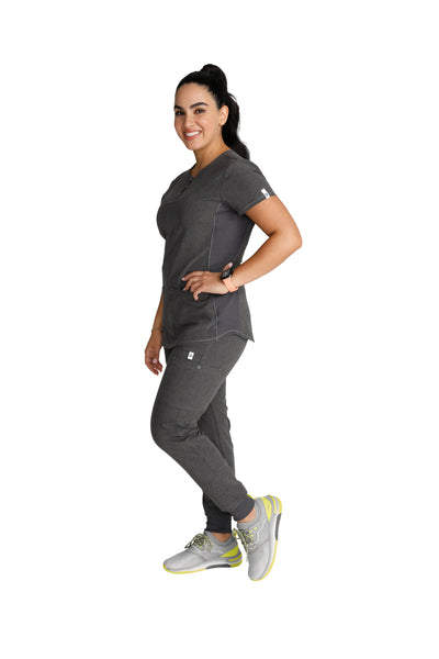 Heather Pewter - Cherokee Collection Snap Front Henley Top