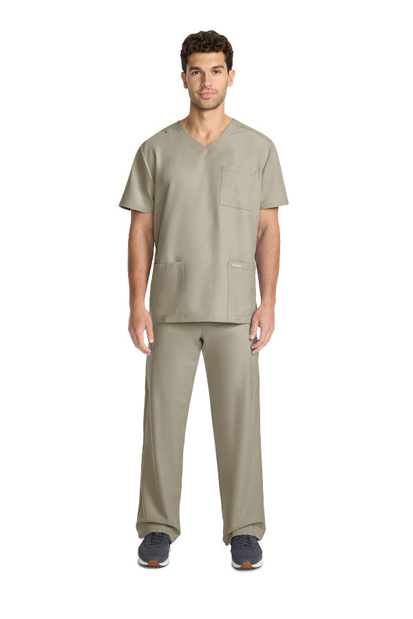 Khaki - Cherokee Workwear Originals Ultra Men's Tuckable V-Neck Top
