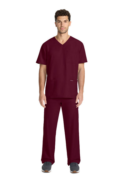 Wine - Cherokee Workwear Originals Ultra Men's Tuckable V-Neck Top