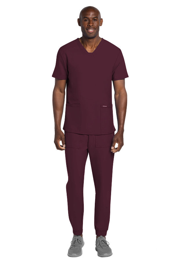 Wine - Cherokee Workwear Originals Ultra Men's V-Neck Top