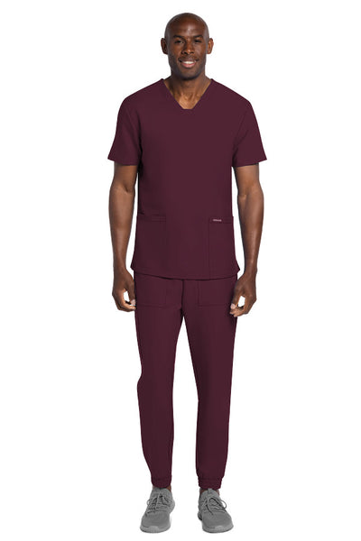 Wine - Cherokee Workwear Originals Ultra Men's V-Neck Top