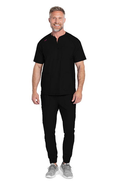 Black - Cherokee Form Men's Quarter Zip Henley Top
