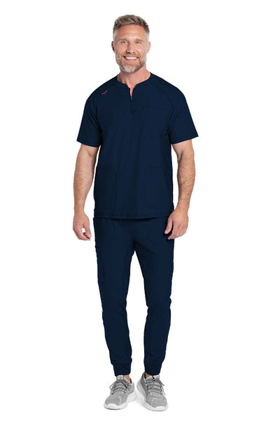 Navy - Cherokee Form Men's Quarter Zip Henley Top