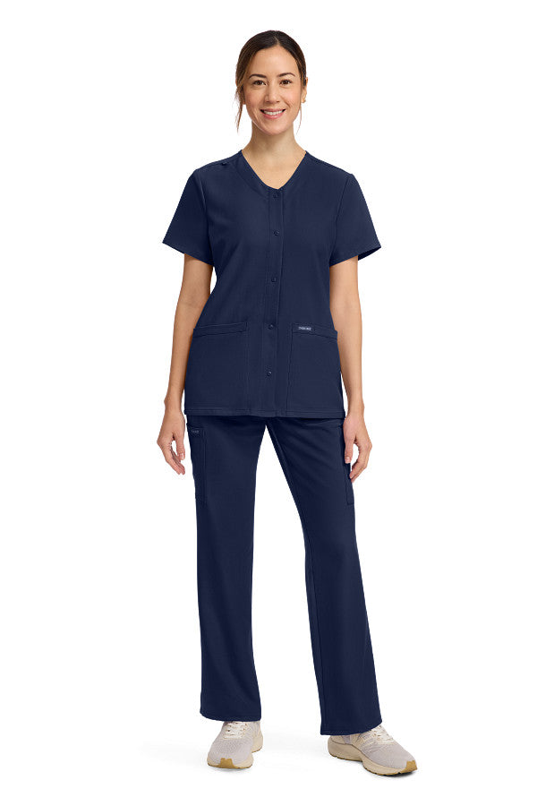 Navy - Cherokee Workwear Originals Ultra Snap Front Top