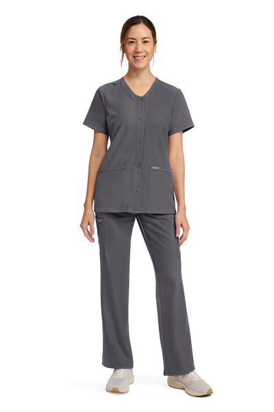 Pewter - Cherokee Workwear Originals Ultra Snap Front Top