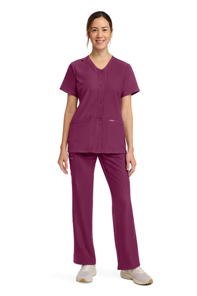 Wine - Cherokee Workwear Originals Ultra Snap Front Top